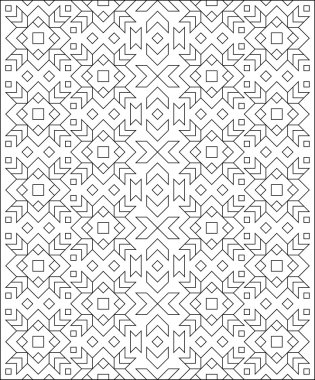 Siyah-beyaz desen süs boyama ile.