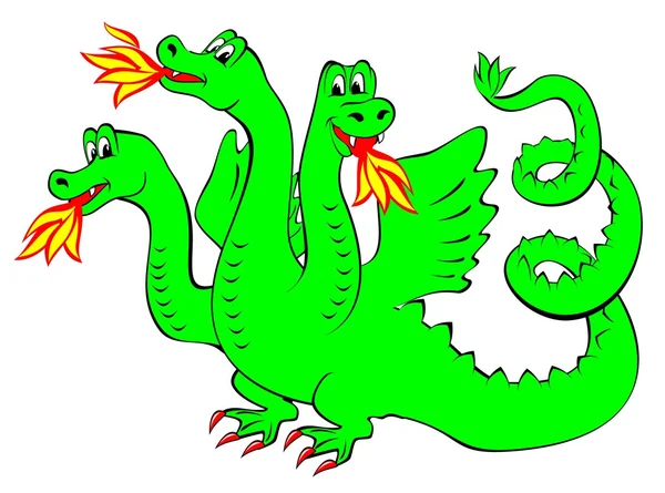 Illustration of funny green, dragon. — Stock Vector