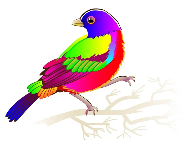 Illustration av painted bunting sitter på grenen, vektor tecknad bild. — Stock vektor