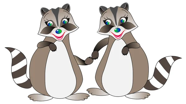 Illustration of couple of raccoons. — Stock Vector