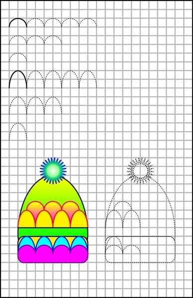 Página educativa con ejercicios para niños en papel cuadrado . — Archivo Imágenes Vectoriales