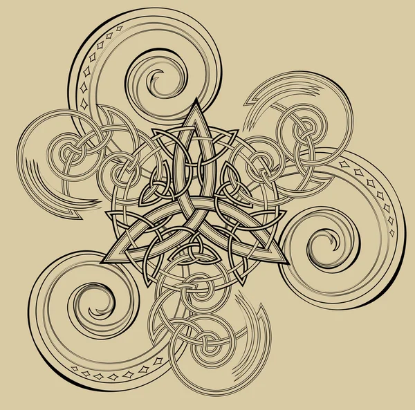 Illustratie van Keltische schijf ornament met drievoudige spiraal symbool. — Stockvector