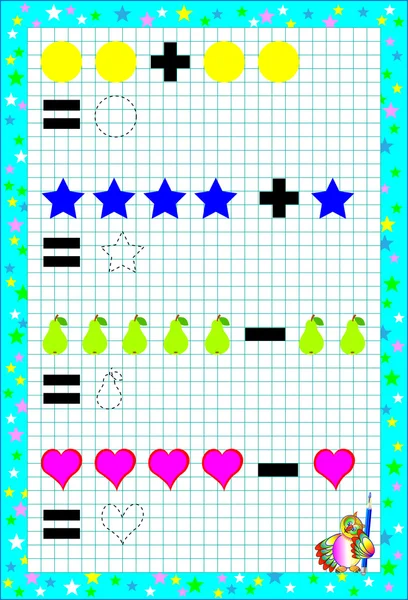 Page avec exercices pour les enfants sur un papier carré . — Image vectorielle