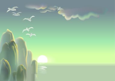 Sudan işaret eden bazı kayalar ile deniz manzara.