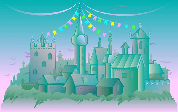 Illustration du château de fantaisie féerique . — Image vectorielle
