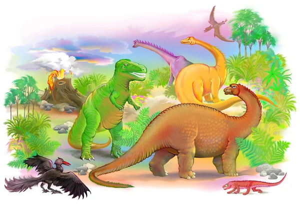 Värld av förhistoriska djur. — Stockfoto