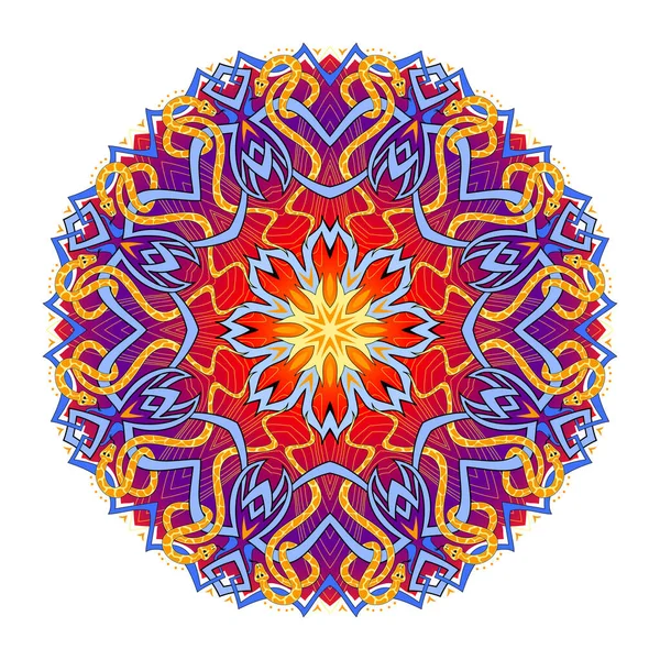 Ronde Geometrische Mandala Met Etnische Motieven Medaillon Met Fantasie Oosters — Stockvector