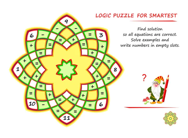 Jeu Puzzle Logique Mathématique Pour Intelligent Trouvez Une Solution Pour — Image vectorielle