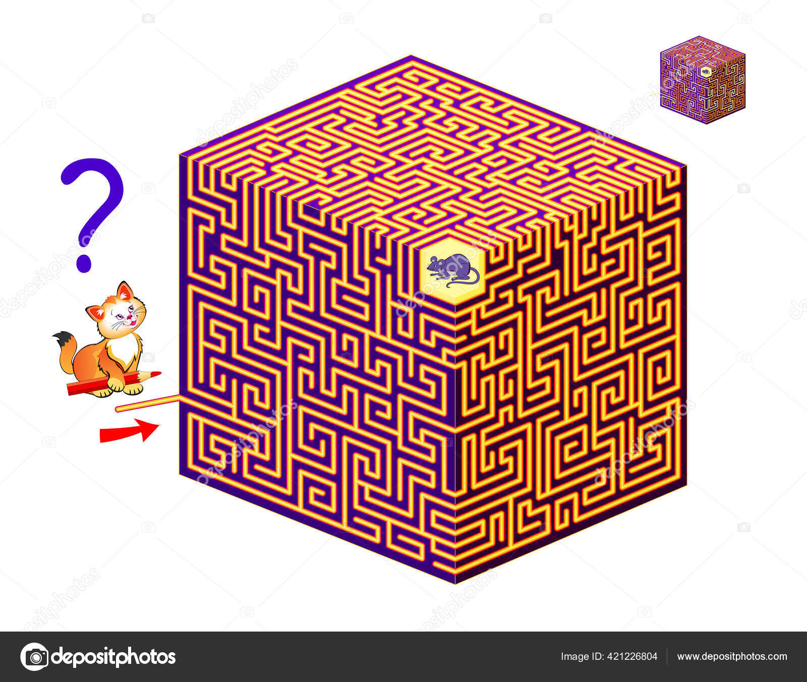 Jeu Puzzle Logique Avec Labyrinthe Pour Enfants Adultes Aide Chat Vecteur  par ©Nataljacernecka 421226804