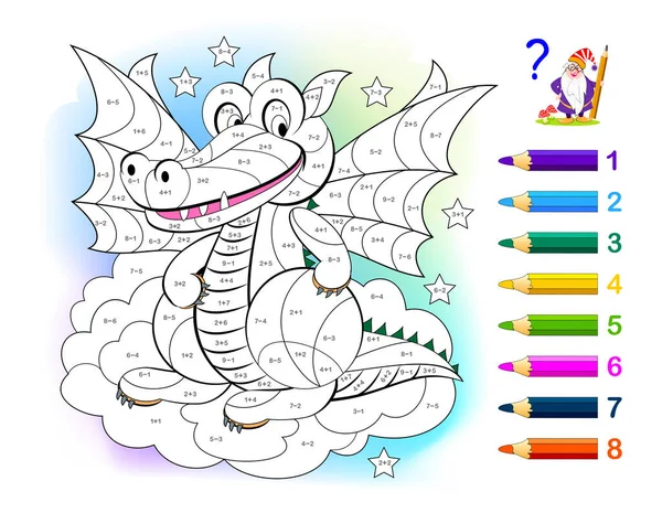 Educación Matemática Para Niños Pequeños Libro Para Colorear Ejercicios Matemáticos — Archivo Imágenes Vectoriales