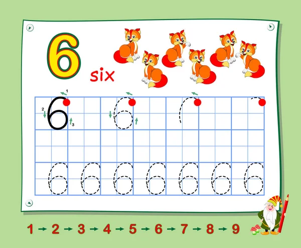 Küçük Çocuklar Için Matematik Eğitimi Yazma Numaralarını Öğren Okul Kitabı — Stok Vektör