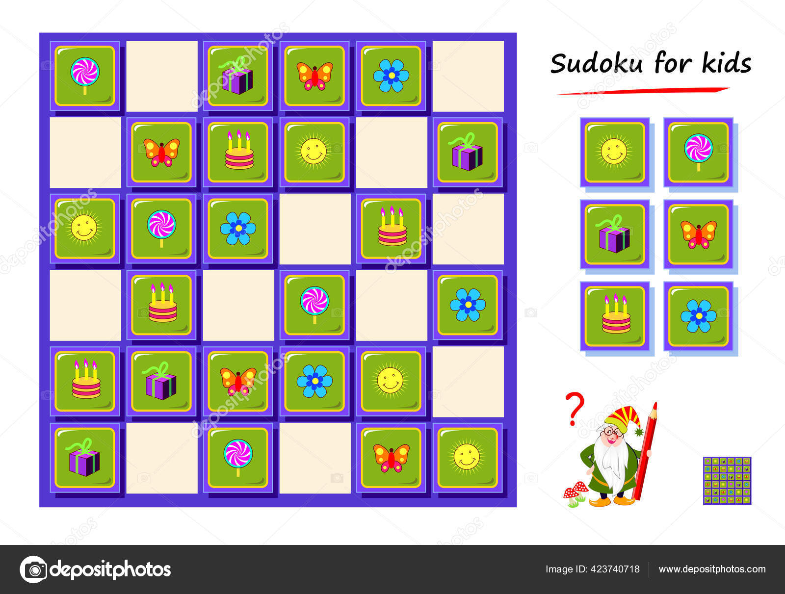 Sudoku Kids Logic Puzzle Game Children Adults Play Online Memory Vector Image By C Nataljacernecka Vector Stock