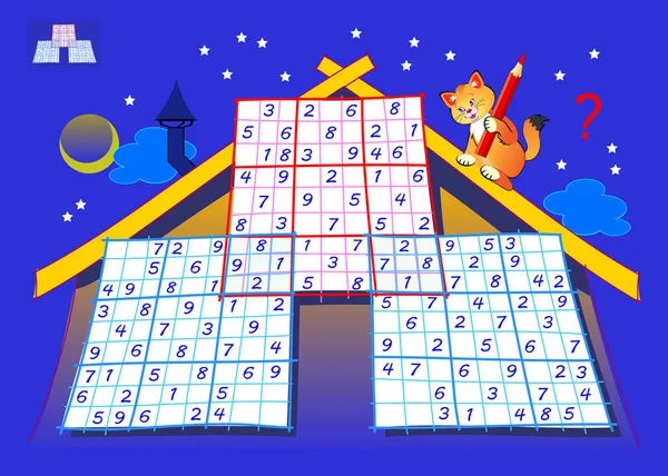 Logica Sudoku Puzzle Game Bambini Adulti Livello Difficile Gioca Online — Vettoriale Stock