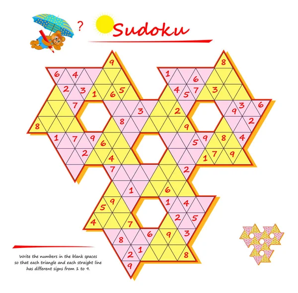 Akıllılar Için Mantık Sudoku Bulmacası Oyunu Boş Boşluklara Sayıları Yaz — Stok Vektör