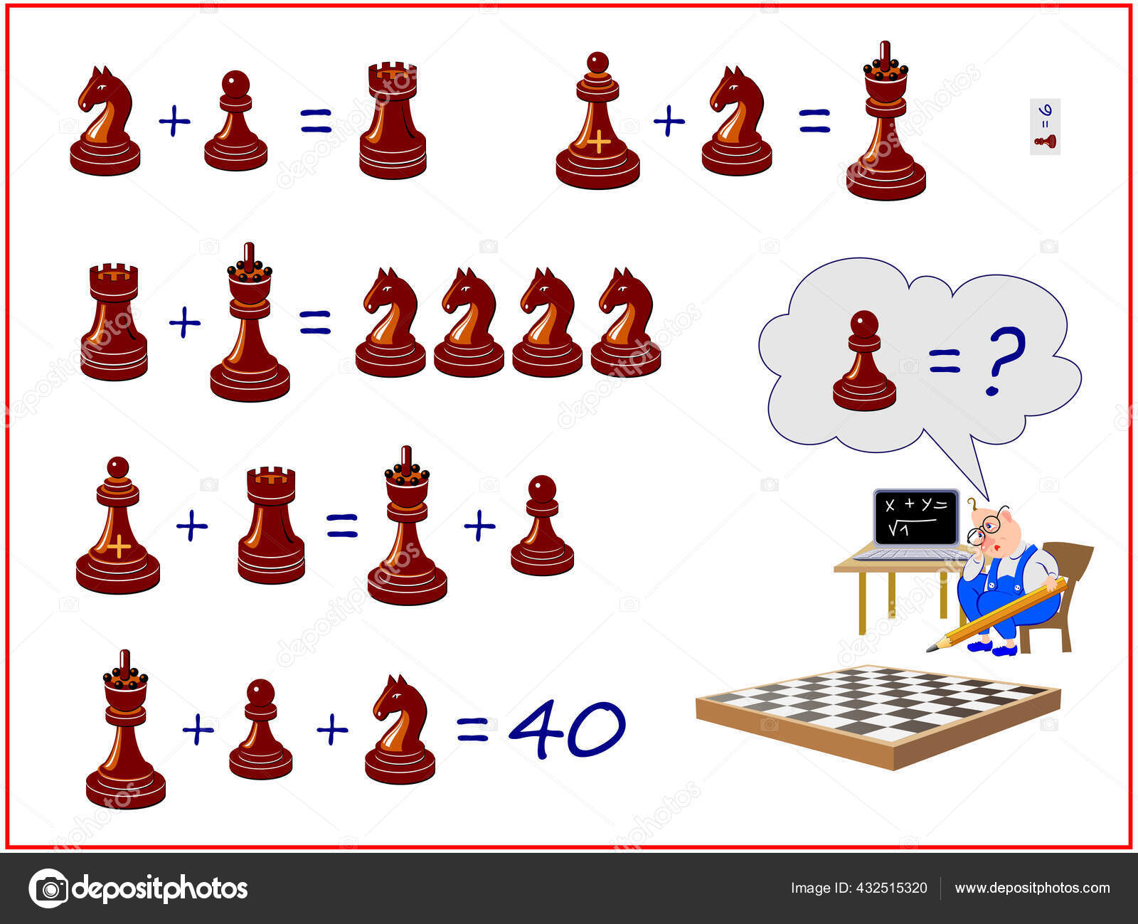 Jogo Quebra Cabeça Lógica Matemática Resolva Exemplos Conte Valor Cada  imagem vetorial de Nataljacernecka© 302730852