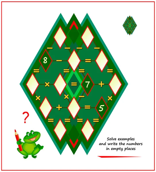 Jogo Quebra Cabeça Lógica Matemática Para Mais Inteligente Resolva Exemplos  imagem vetorial de Nataljacernecka© 383006262