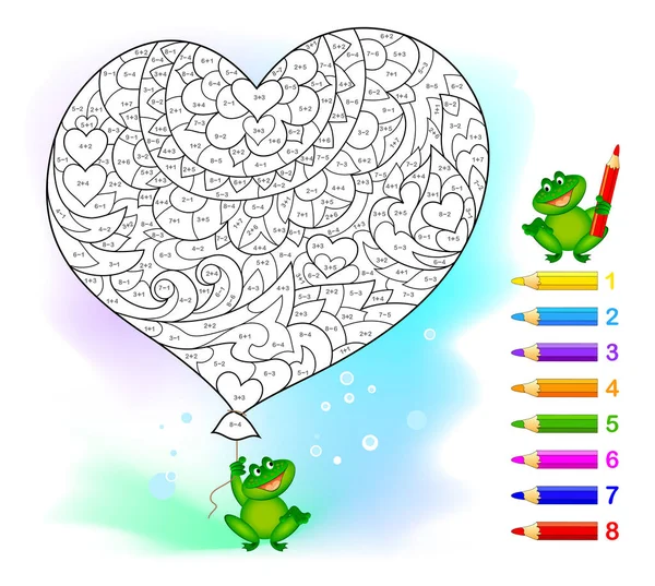 Educación Matemática Para Niños Libro Para Colorear Ejercicios Matemáticos Suma — Archivo Imágenes Vectoriales