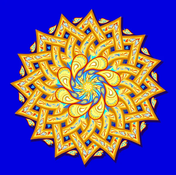 Kerek Geometrikus Mandala Etnikai Motívumokkal Medál Fantázia Keleti Dísszel Indiai — Stock Vector