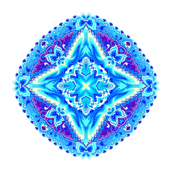 Etnik motifli yuvarlak geometrik mandala. Fantezi doğulu süslemeli bir madalyon. Geleneksel Hint modeli. Logo, kumaş, dövme, nakış, dekorasyon için parmak izi. Güzel arkaplan.