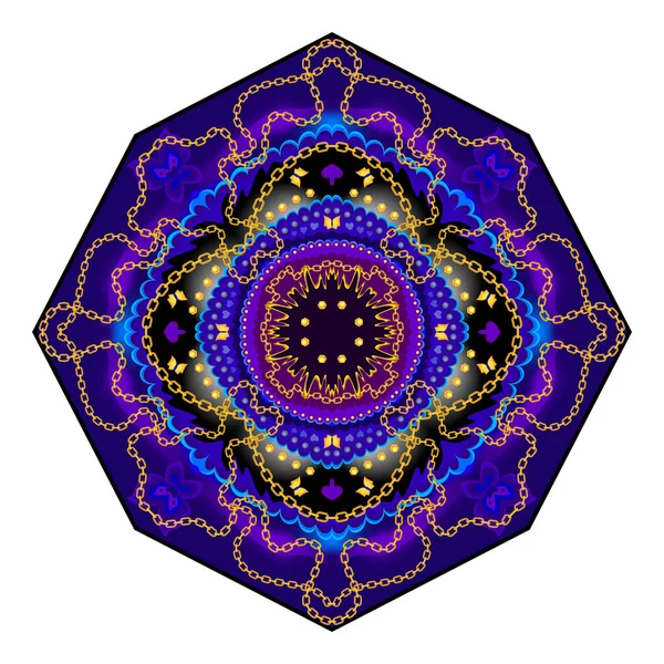 Luxe Oud Oorlogsschild Van Oude Legende Geometrische Mandala Etnische Motieven — Stockvector