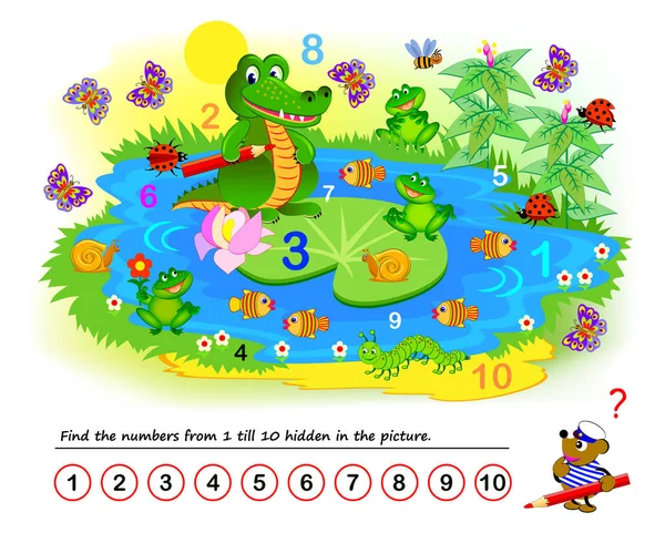 Lógica Juego Puzzle Educación Matemática Para Niños Pequeños Encuentra Los — Archivo Imágenes Vectoriales