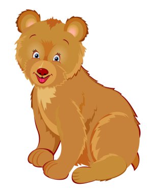 Sevimli küçük ayı bebek tasviri. Çocuk kitabı için basılabilir sayfa. Çocuklar için hayvanlar. Kırpma sanatı çizgi film vektörü.