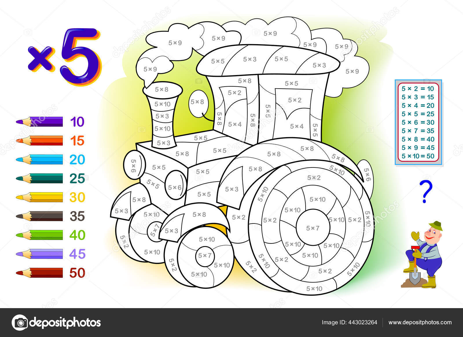 Mesa Multiplicação Por Para Crianças Educação Matemática Livro Colorir  Resolver imagem vetorial de Nataljacernecka© 440576140