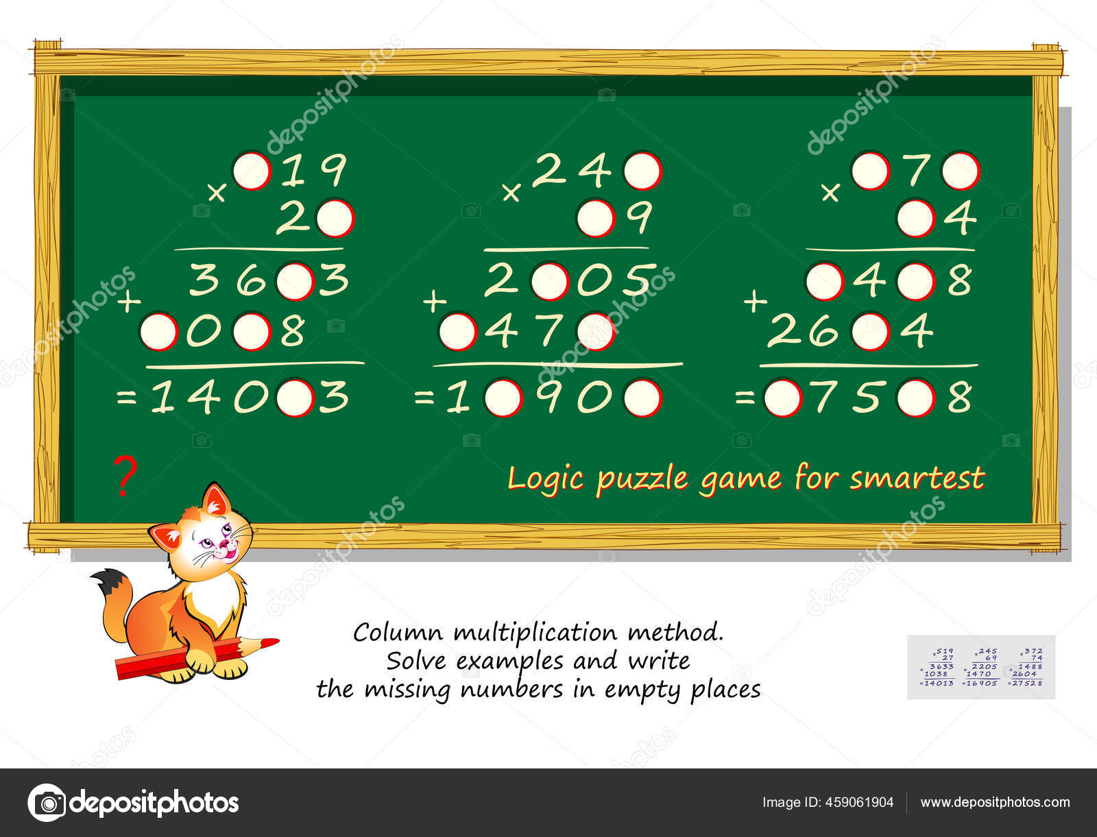 Jogo Quebra Cabeça Lógica Matemática Para Mais Inteligente Resolva Exemplos  vetor(es) de stock de ©Nataljacernecka 383006262