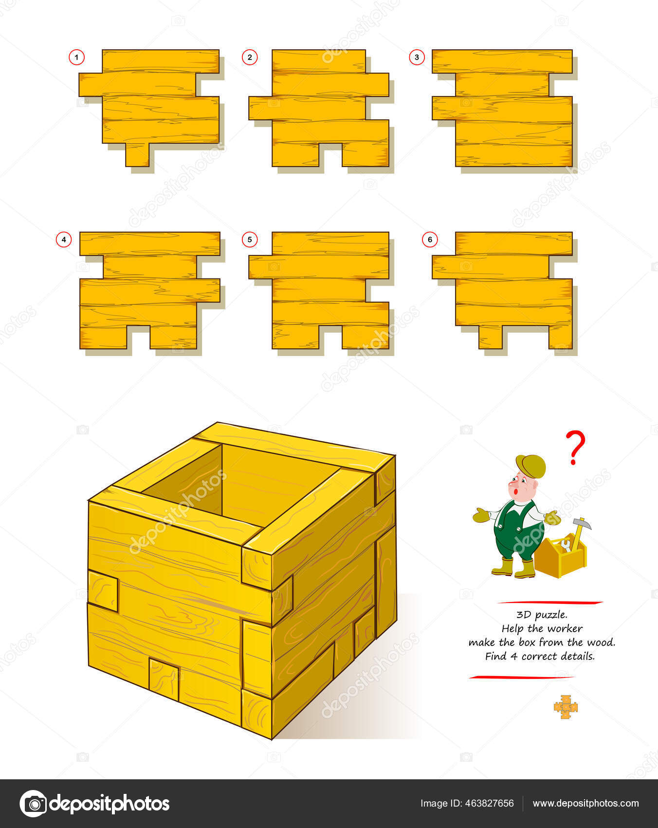 Jogo Lógica Para Mais Inteligente Puzzle Ajude Trabalhador Fazer