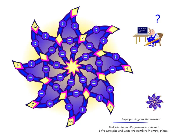 Jogo Quebra Cabeça Lógica Matemática Para Mais Inteligente Resolva Exemplos  imagem vetorial de Nataljacernecka© 383006262