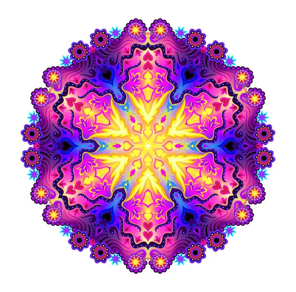 Kulatá Geometrická Mandala Etnickými Květinovými Motivy Fantazie Orientální Ornament Kaleidoskopickém — Stockový vektor