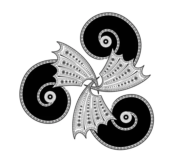 Фантастическая Иллюстрация Кельтского Символа Диска Роскошная Украшенная Тройная Спираль Печать — стоковый вектор