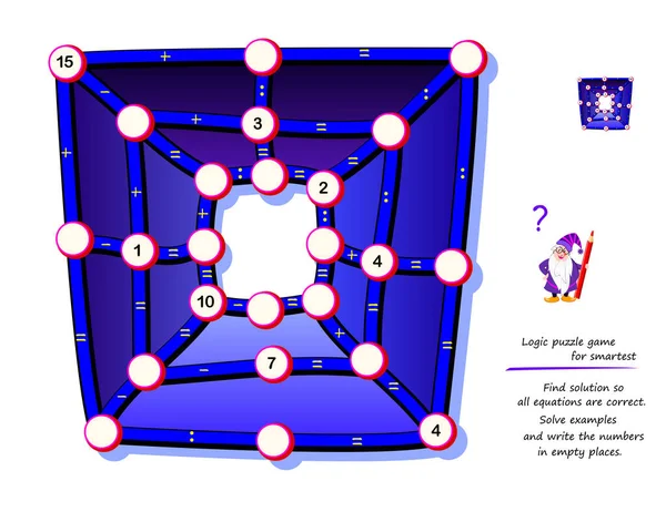 Logic Puzzle Game Smartest Find Solution All Equations Correct Solve — Stock Vector