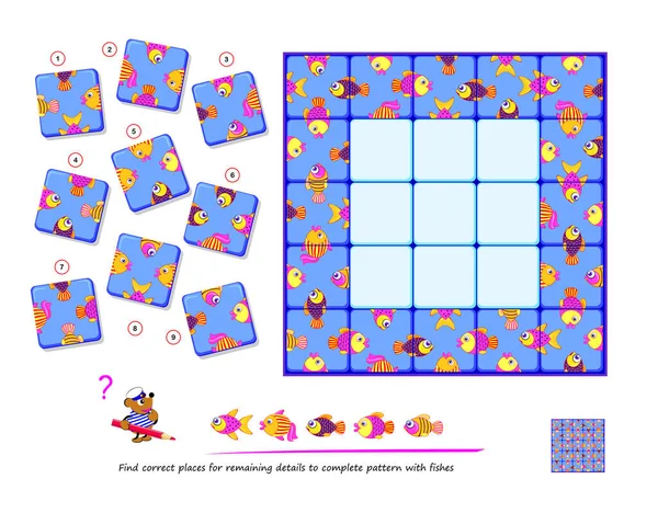 Lógica Juego Puzzle Para Niños Adultos Encontrar Lugares Correctos Para — Vector de stock