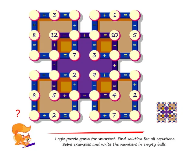 Matemáticas Lógica Juego Puzzle Para Los Más Inteligentes Encontrar Solución — Archivo Imágenes Vectoriales