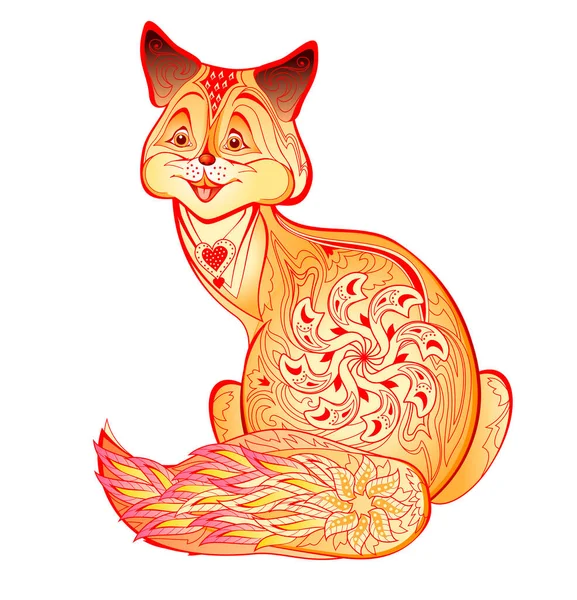 Dekorative Zeichnung Des Fantasie Rotfuchses Stilisierte Silhouette Eines Niedlichen Tieres — Stockvektor