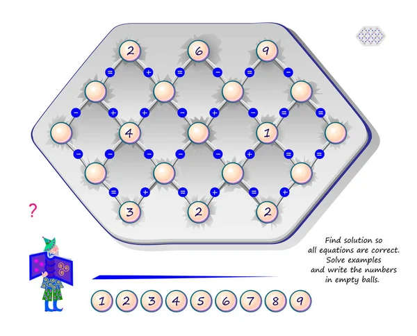 Logic Puzzle Game Smartest Find Solution All Equations Correct Solve — Stock Vector