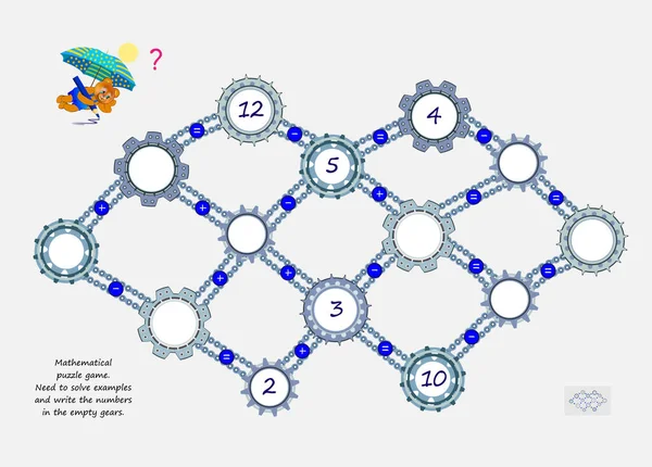 Jeu Puzzle Logique Mathématique Besoin Résoudre Des Exemples Écrire Les — Image vectorielle