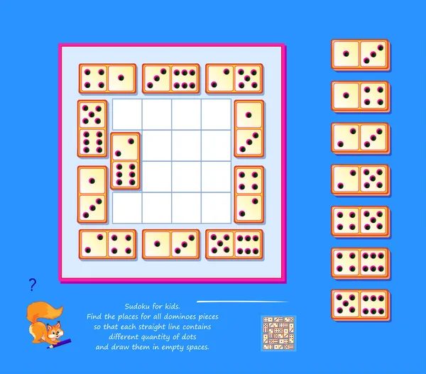 Logic Sudoku Jogo Quebra Cabeça Para Crianças Encontre Lugares Para — Vetor de Stock