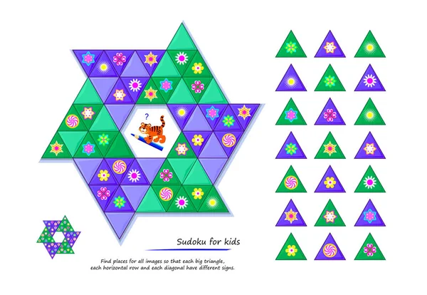 Logik Sudoku Puzzle Spiel Für Kinder Finden Sie Orte Für — Stockvektor