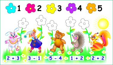 Genç çocuklar için egzersizler - çiçekler içinde ilgili renk boya gerekiyor.