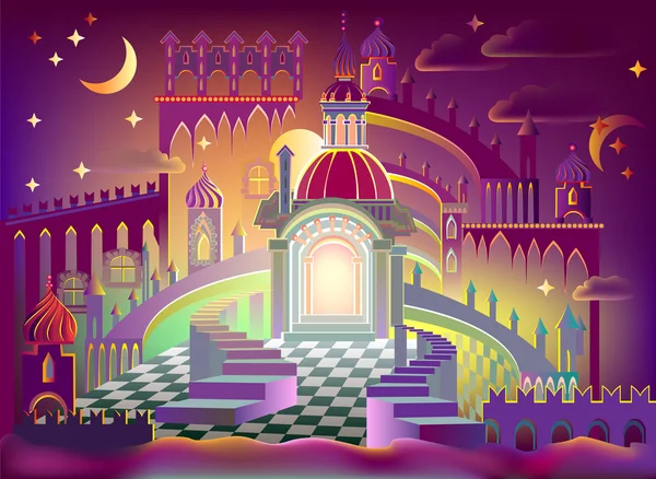 Illustration of fairyland fantasy castle. — Stock Vector