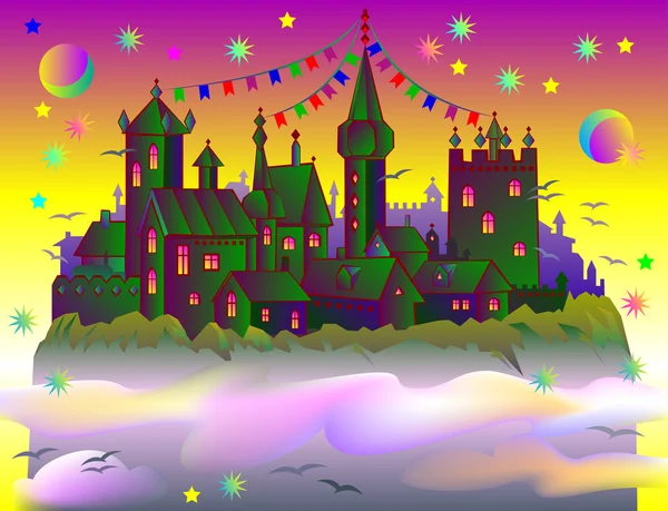 Fairyland fantezi Kalesi resmi — Stok Vektör