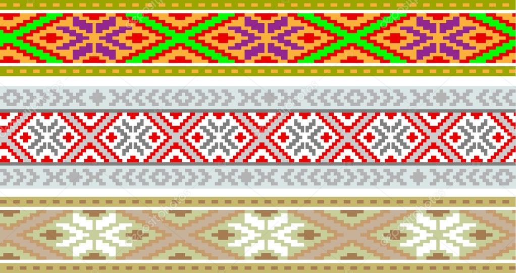 Ribbons with Baltic seamless ornament, vector image.