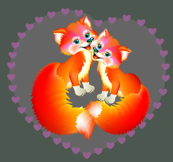 Couple of happy foxes. — Stock Vector