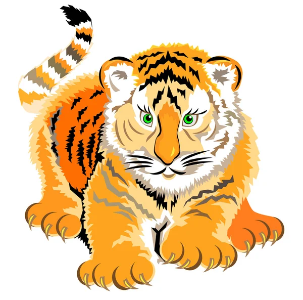 Ilustración del pequeño tigre . — Vector de stock