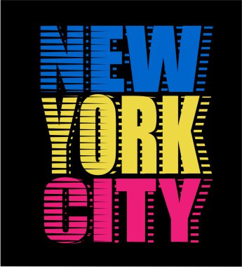 New York City neon tipografi, t-shirt grafik