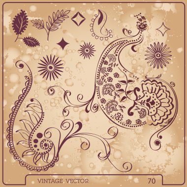 çiçek vintage öğeler