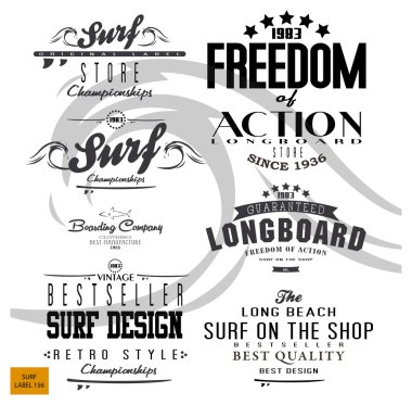 Vintage surf elements vector