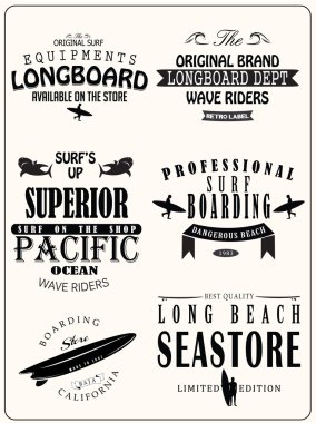 Vintage surf elements vector